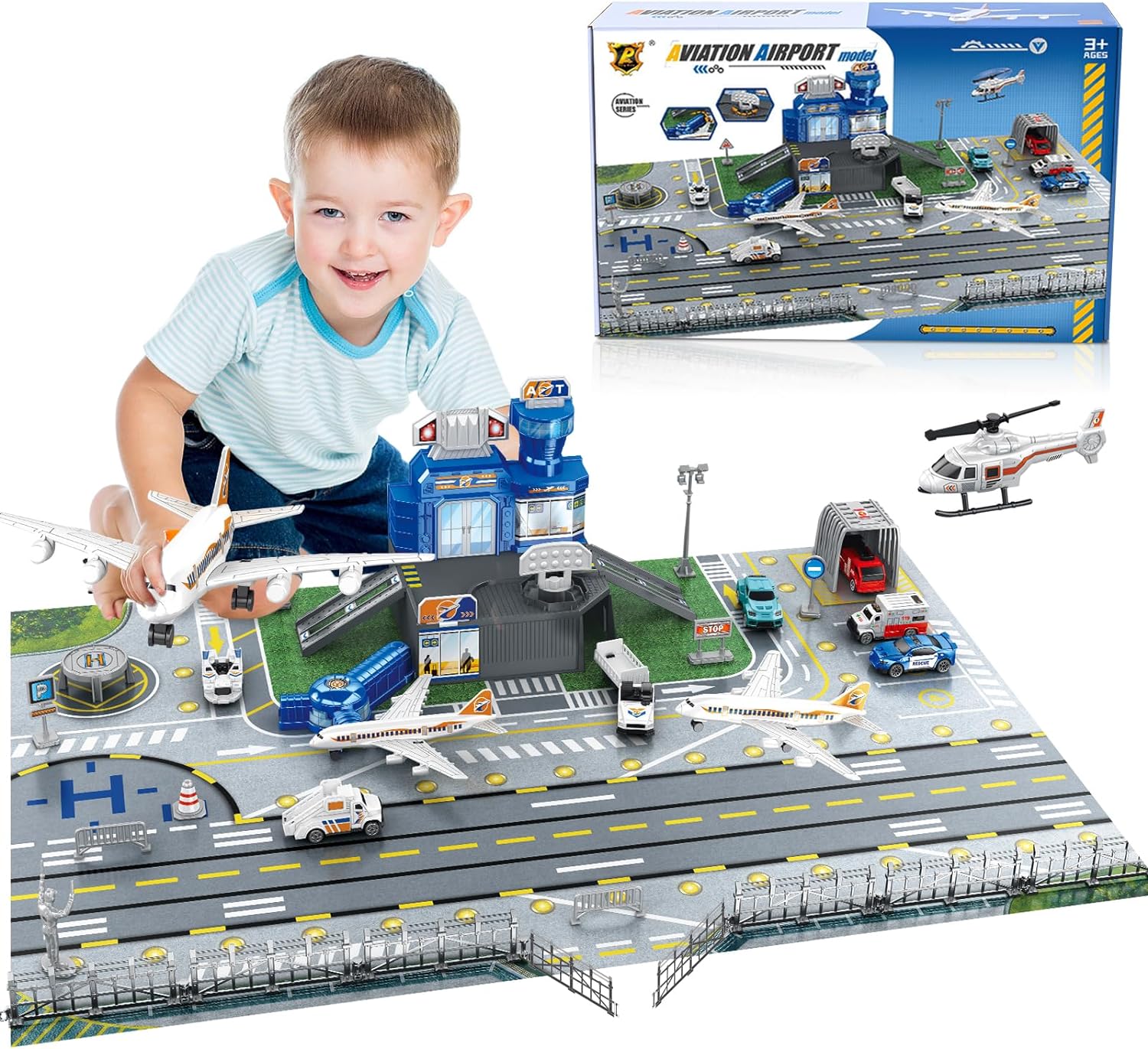 Model Airplane Plastic - Çocuklar için Havaalanı Sahne Oyuncak Seti,