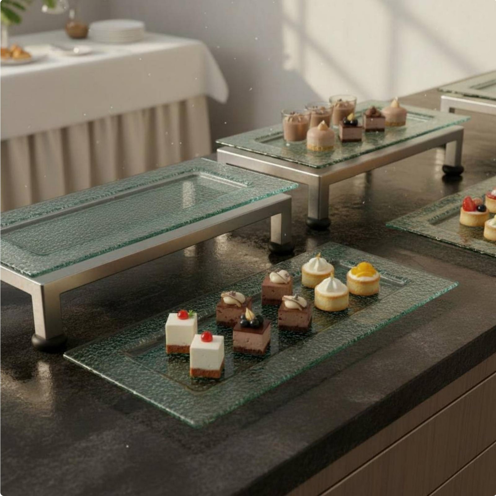 Display Risers Set - 3 Katlı Servis Standı Çok Fonksiyonlu
